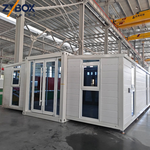 Bureau <span class=keywords><strong>de</strong></span> chantier modulaire préfabriqué gris <span class=keywords><strong>de</strong></span> 40 pieds, extensible, anti-corrosion, avec façade vitrée intégrale, pour usage commercial - Product Image 1