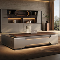 Bureau de direction moderne haut de gamme de luxe italien, en placage de noyer de qualité E0, MDF, bureau modulaire de grande taille pour immeuble de bureaux