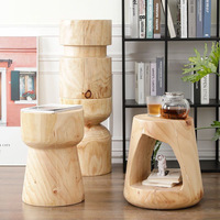 Mudun Creative Chinois Nouvelle Table à Thé en Bois Massif Moderne Géométrique Racine Sculpté Table d'Appoint d'Angle pour Maison Hôtel Salon
