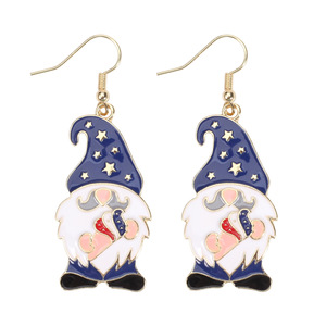 Aretes Colgantes con Diseño de Gnomo de Dibujos Animados, Chapados en Oro, para Mujer, Joyería para Fiestas, Diseño Patriótico con Bandera de Estados Unidos - Product Image 6