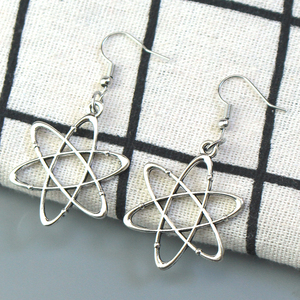 Boucles d'oreilles pendantes en argent creux en forme d'atome <span class=keywords><strong>et</strong></span> de molécule, symboles chimiques scientifiques, bijoux minimalistes pour femmes, cadeau - Product Image 3