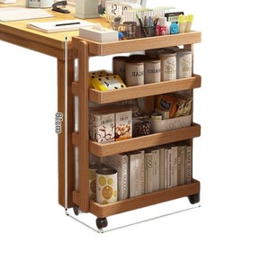 <b>Solid</b> <b>Wood</b> Shelf Movable Storage Rack Rectangle Office Organizer Portable <b>Bookcase</b> Living Room Storage Cabinet - Product Image 5