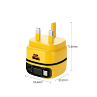 Adaptador de Cargador 3 en 1 con Enchufe de 3 Pines del Reino Unido, Cargador de Pared con Carga Rápida Tipo C de 65 W y Cable Retráctil para iPhone y Samsung