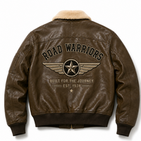 Blouson Bomber G1 en Cuir Plein Cuir pour Homme, Col Sherpa, Patch Chenille Personnalisé, Veste Letterman Streetwear, Fabricant OEM