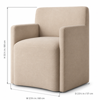 Fauteuil de salle à manger moderne rembourré avec accoudoirs, dossier haut en tissu tressé, idéal pour petite table de cuisine ou coin salon