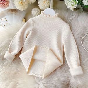 Maglione in Modal Ispessito per Bambine con Fodera in Pile e Bordo in Pizzo, Nuovo Pullover Chic 2024, Top in Maglia Trapuntata - Product Image 5