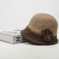 Gorro de punto vintage de mezcla de lana para mujer, forrado de vellón térmico para invierno, estilo cloche, con logo personalizado, ajustable, venta al por mayor común