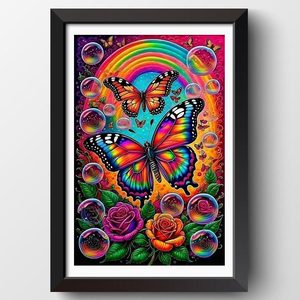 Mariposa en flor Pintura de diamantes <span class=keywords><strong>con</strong></span> taladros AB Diy Diamond Doz Kit Bubble <span class=keywords><strong>y</strong></span> Rainbow Fairy Dust Beads Pintura ASF2824 - Product Image 2