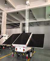Remolque Solar Móvil con Barra de Remolque Plegable, Torre de Cámara con Mástil de 6 m para Seguridad en Eventos