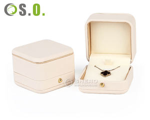 Cajas de Embalaje de Joyería Premium Personalizadas en Color Beige para Collares, Pulseras, Anillos y Pendientes, Caja de Joyería con Borde Dorado - Product Image 4