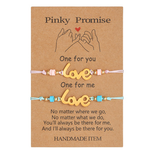 Conjunto de pulseras Pinky Promise para parejas, amuleto de amor, joyería hecha a mano de acero inoxidable para amantes, regalo unisex - Product Image 5