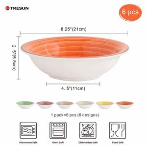 Lot de 6 gros bols à pâtes en grès à petit prix allant au <span class=keywords><strong>lave</strong></span>-<span class=keywords><strong>vaisselle</strong></span> et au micro-ondes pour la cuisine - Product Image 2