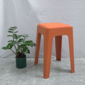 Stackable <b>Plastic</b> <b>Stool</b> in Beige Pink Blue Red Colors for Home Furniture Modern Design Contemporary Style Living Room Use - Product Image 4