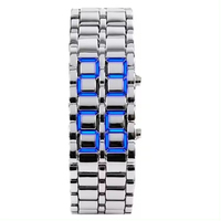 Jam tangan Digital LED Pria Wanita, jam tangan gelang Samurais Iron, jam tangan Digital LED, jam tangan tali kecil merek mewah