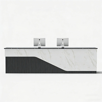 Meuble de réception de luxe en marbre blanc brillant pour clinique, poste d'infirmière, petit bureau de réception