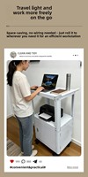 Chariot de service mobile réglable pour ordinateur portable/tablette, en acier laminé à froid blanc, design professionnel