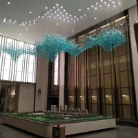 Grand Projet de Lampe Suspendue à Haut Plafond Cobble Suspension Hall d'Hôtel Décoration de Salle de Banquet Lustre en Pierre de Verre