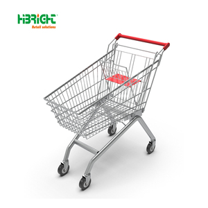 Chất lượng cao xoay bánh xe 150L kim loại siêu thị mua sắm Xe đẩy giỏ hàng với xử lý Logo - Product Image 4
