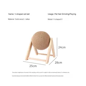 Papan garuk kucing kayu tahan lama, cakar kelinci Gerinda tali rami panjat kucing papan garuk pohon kucing hewan peliharaan - Product Image 5