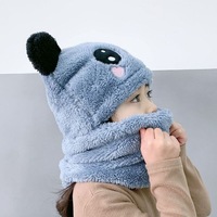 Nouveau bonnet-écharpe intégré en polaire double face pour enfants et adultes, motif dessin animé mignon, idéal pour l'automne et l'hiver, pour garçons, filles, bébés et tenues parent-enfant.