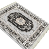 Tapis ethnique abstrait style Moyen-Orient, tapis de sol arabe lavable en machine avec pompons, couverture enroulable pour la maison, musulman