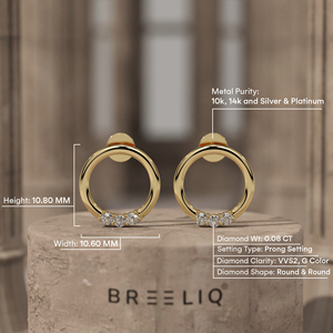 Boucles d'oreilles clous cercle ouvert en or blanc avec accents de diamants, boucles d'oreilles halo rondes minimalistes pour femme, géométriques modernes - Product Image 6