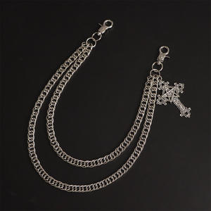 Dark Pentagram <b>Cross</b> Pendant Double <b>Chain</b> Metal Pants <b>Chain</b> Retro Gothic Style Hip Hop Punk Trendy Daily Wear Tibetan Silver - Product Image 3