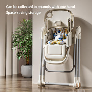 Silla Alta 2 en 1 para Bebé, Ergonómica, Reclinable, Plegable, con Marco Metálico, Ajustable, de 0 a 12 Meses, Unisex, Diseño Multifuncional - Product Image 5