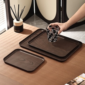 Bandeja de Servir de Plástico con Diseño de Madera Negra para Desayuno/Café/Fruta/Plantas/Decoración de Fiestas de Navidad/Halloween/Bodas - Product Image 4