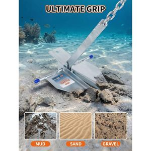 Kit de ancla Ouleme Fluke de 10 lb con cadena y cuerda para pontón, bote inflable y barco de pesca - Product Image 5