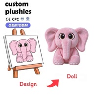 Peluche Éléphant Personnalisée, Jouet Doux et Sûr pour Bébé, Peluches en Gros, Broderie, Cadeau Souvenir d'Anniversaire