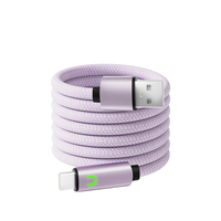 Kabel Data Pengisian Cepat 240W Magnetic Self Winding Type-C ke Type-C 2m dengan Jalinan Nilon dan Lampu Indikator untuk Kamera & IOS