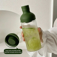 Bouteille d'eau en verre borosilicate style bouteille de vin avec infuseur à thé en silicone amovible et couvercle anti-fuite pour café infusé à froid