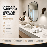 Ensemble de salle de bain moderne personnalisé avec matériaux sur mesure, robinet, lavabo, miroir, toilette intelligente et meuble-lavabo pour bâtiments résidentiels