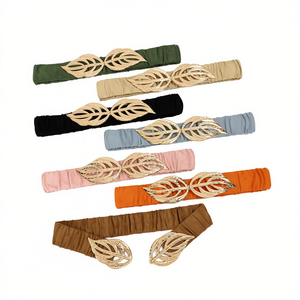 Cintura Elastica con Doppia Fibbia a Foglia da 5 Cm, Accessorio Moda Donna - Product Image 1