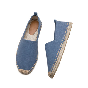 Zapatos planos de lona azul polvo para hombre, mocasines ligeros y transpirables de yute tejido, alpargatas casuales sin cordones, zapatos de verano. - Product Image 3