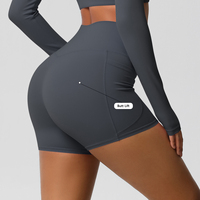 Shorts de sport et de fitness pour femmes, couleur unie, taille haute, coupe ajustée, effet push-up, pour yoga et cyclisme, vente en gros