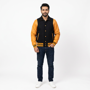 Custom Plus Size Vintage Varsity <b>Baseball</b> <b>Jacket</b> with Stand Collar and Front Logo <b>for</b> <b>Men</b> Women Winter Team Use - Product Image 1