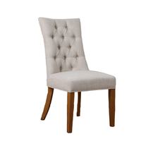 Chaise de salle à manger d'intérieur en tissu tufté avec cadre en bois et pieds en bois massif, design moderne pour salle à manger (vente en gros)