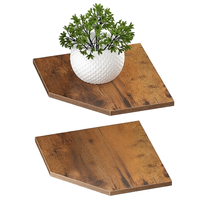 Lot de 2 étagères murales d'angle flottantes, double étagère murale de rangement, bibliothèque décorative d'angle, présentoir en bois composite pour la maison