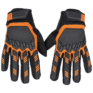 Gants de sécurité antidérapants en PU avec doigts texturés en micro-diamants orange en relief, poignet élastique, usage général - Product Image 1