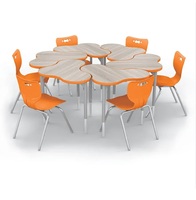 Ensemble de chaises de bureau collaboratives modernes en métal, durables et confortables, avec plateau en bois, pour l'école, la salle de classe, le bureau à domicile