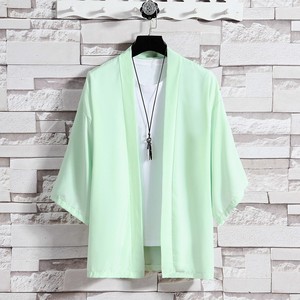 Cardigan mince de couleur unie en soie de glace de style chinois ODM Han pour hommes pour le printemps vêtements chinois anti-DDoS amples - Product Image 4