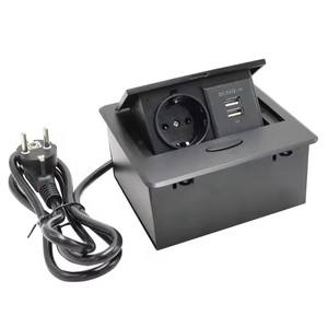 इनसेट छिपे हुए eu मानक पावर सॉकेट यूएसबी चार्जिंग ब्लैक पॉप अप कॉन्फ्रेंस टेबल डेस्कटॉप सॉकेट यूएसबी कनेक्टर के साथ - Product Image 1