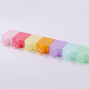 Frasco cuentagotas de líquido esmerilado plano cuadrado Macaron de 15ml Botella de aceite esencial de subembotellado de perfume colorido Construcción de vidrio - Product Image 2