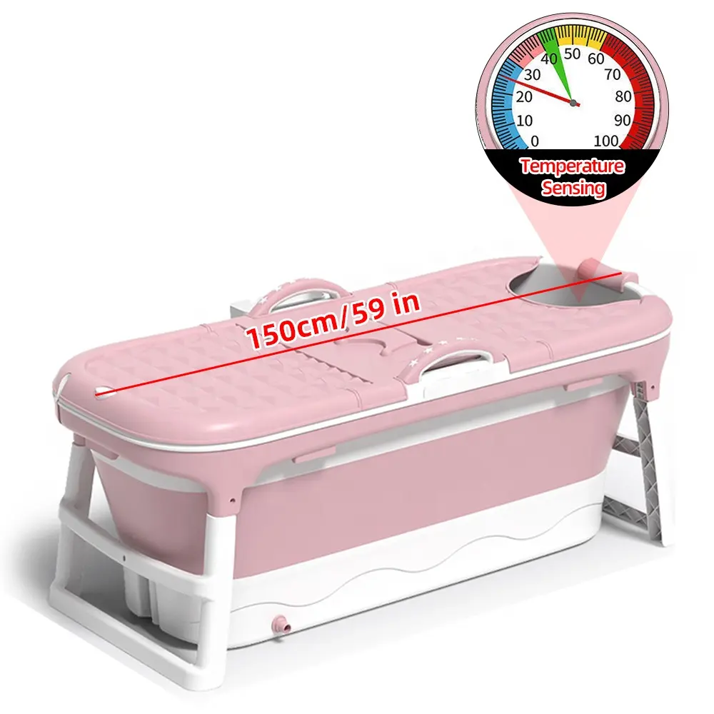 150cm Portable Folding Bathtub Adult Children Folding Tub Massage Adult Bath Barrel SPA Tub Foldable Temperature Bath Tub