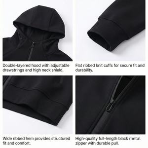 Sweat-shirts en molleton épais pour hommes à prix bas, style streetwear, TKAN1015D, veste coupe-vent surdimensionnée à manches raglan personnalisées, fermeture éclair intégrale - Product Image 2