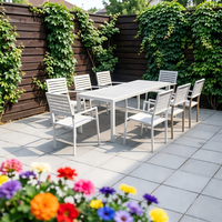 Grand ensemble de salle à manger moderne en alliage d'aluminium pour patio, table et chaises résistantes aux intempéries pour jardin, villa, restaurant