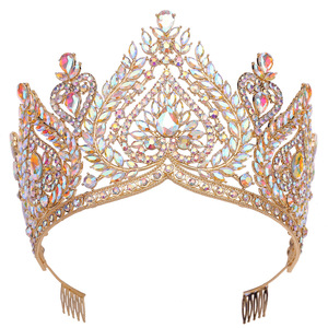 Pique Coeur Conception Reine Princesse Bijoux De Cheveux Métal Or Argent Plaqué Femmes Filles Grand Grand Grand Pageant Diadème Couronne De Mariage - Product Image 4