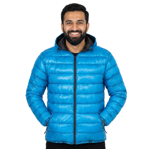 <b>Warm</b> Lightweight Hooded Puffer <b>Jacket</b> for <b>Men</b> and Women with Windproof Polyester Fill and Zipper Closure - Product Image 1